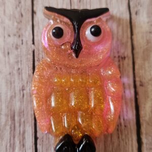Lucite Reproduction OWL from a 1970's Design in Glittered Pink