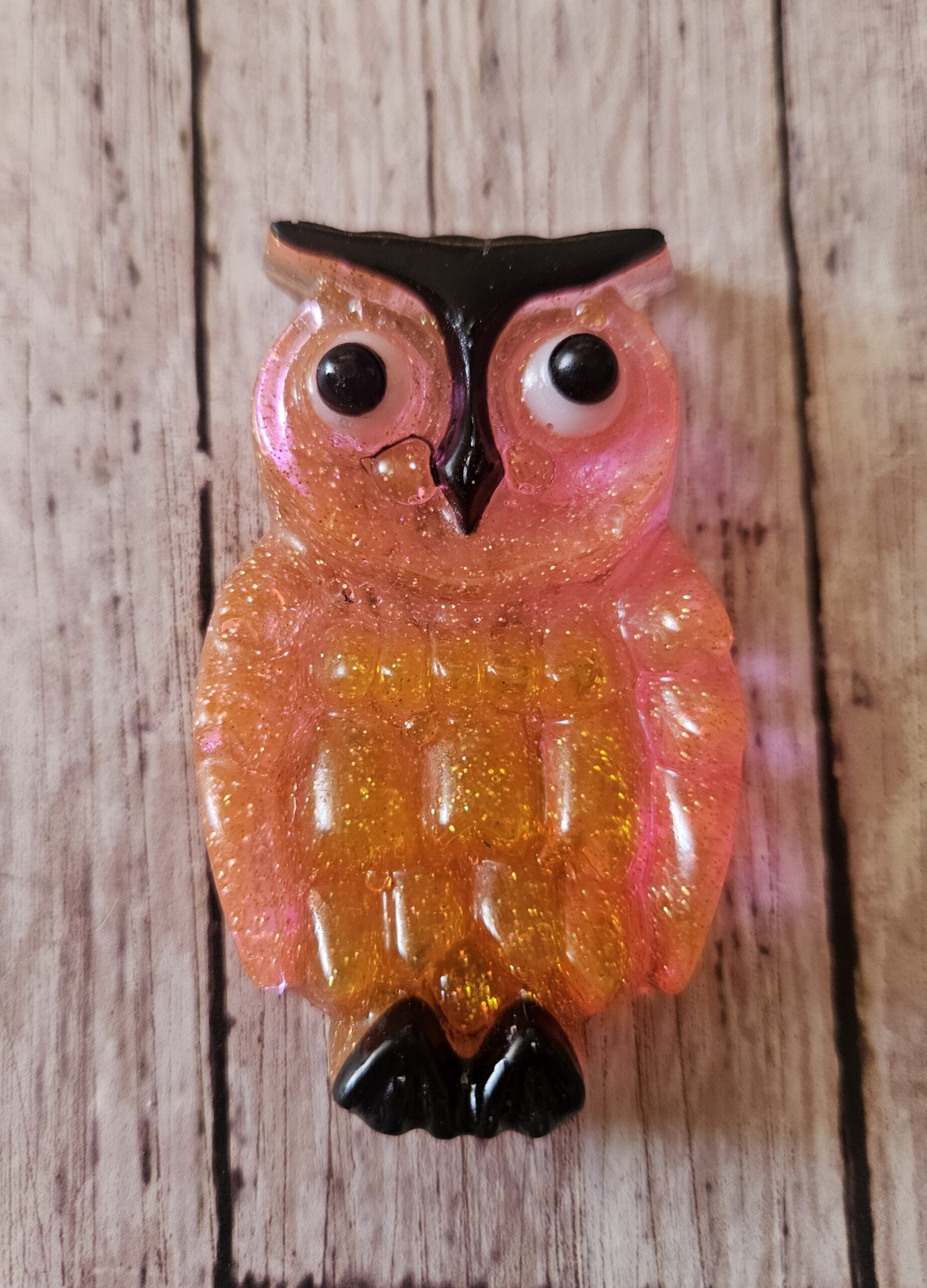 Lucite Reproduction OWL from a 1970's Design in Glittered Pink