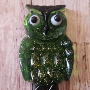 Lucite Reproduction OWL from a 1970's Design in Glittered Green