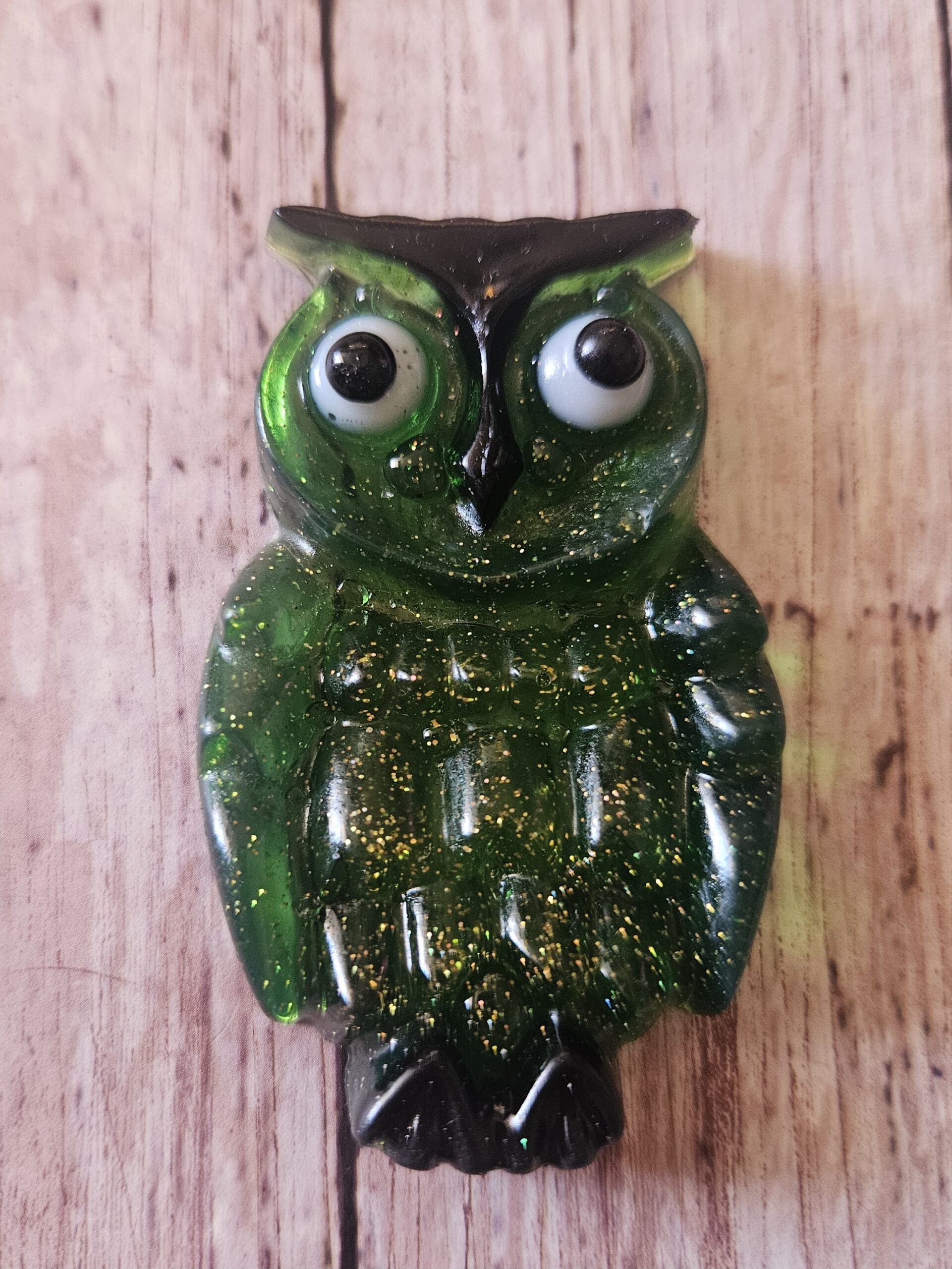 Lucite Reproduction OWL from a 1970's Design in Glittered Green