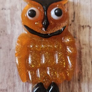 Lucite Reproduction OWL from a 1970's Design in Glittered Orange