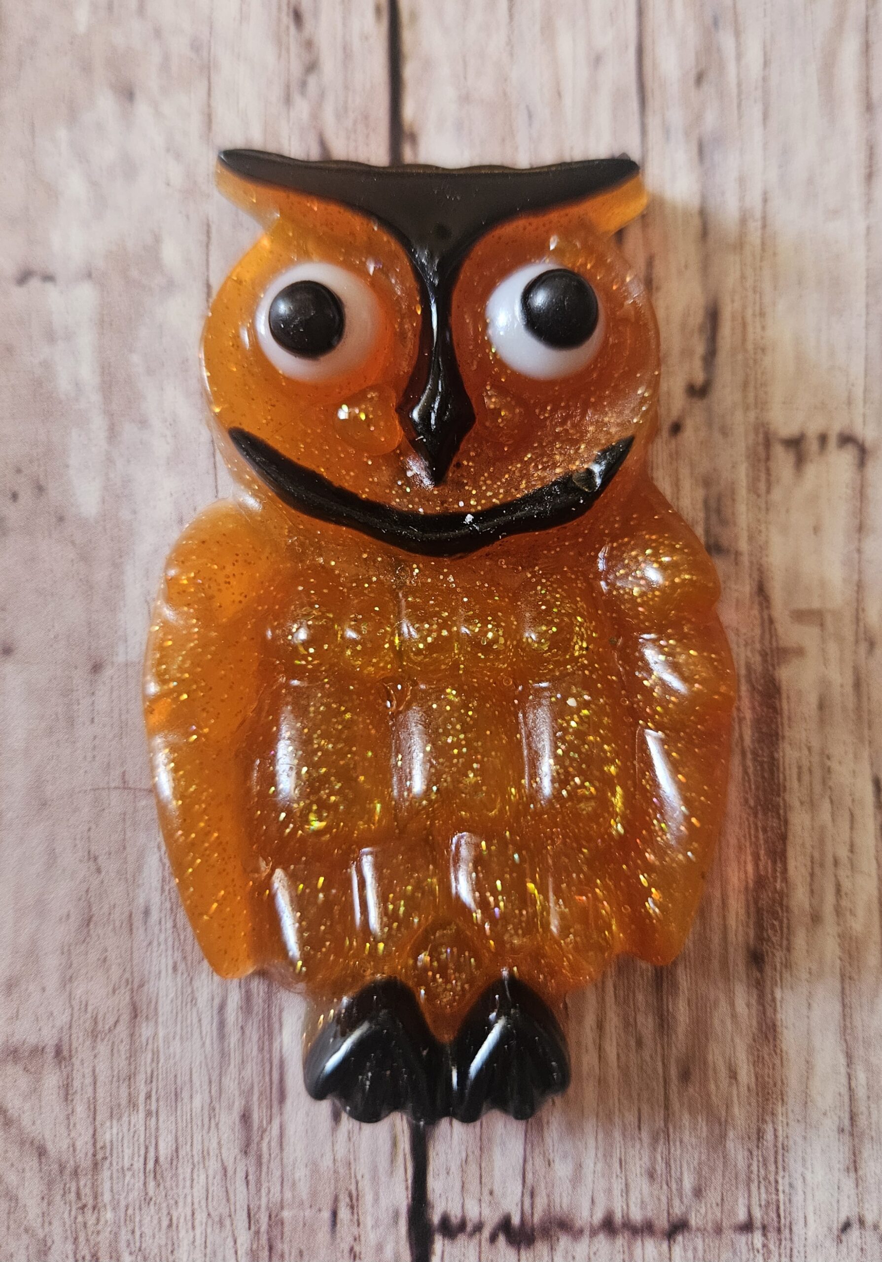 Lucite Reproduction OWL from a 1970's Design in Glittered Orange
