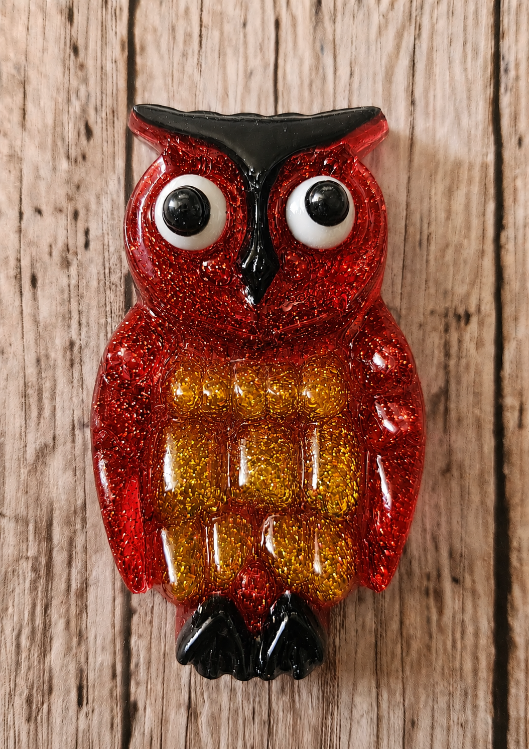 Lucite Reproduction OWL from a 1970's Design in Glittered Red