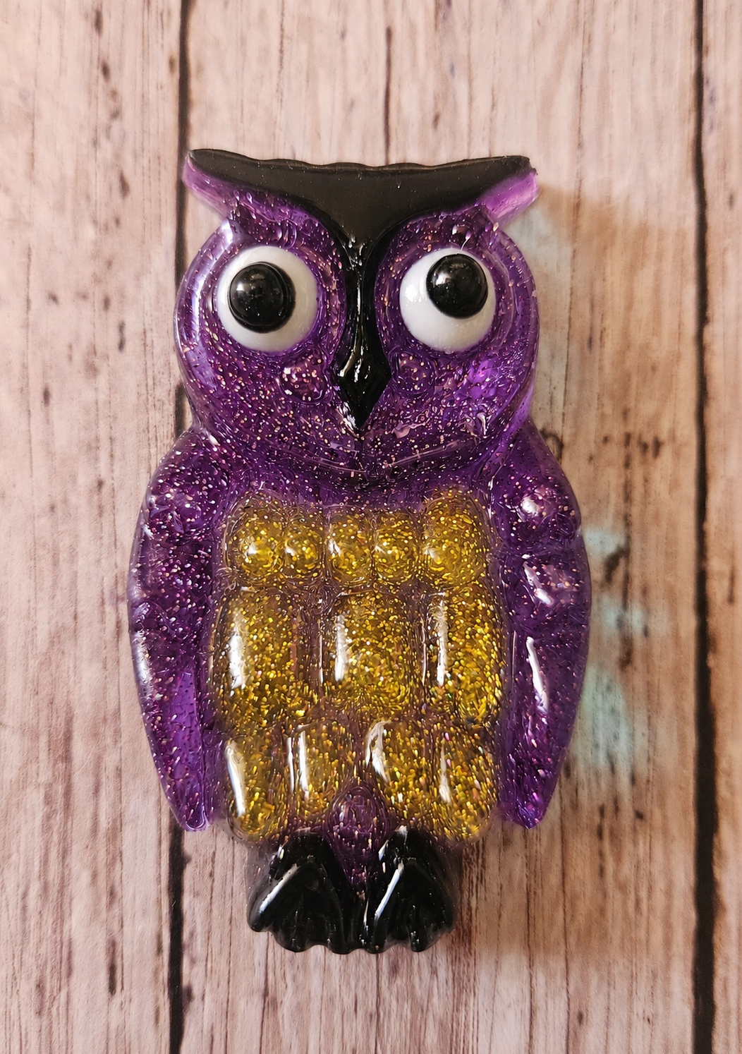 Lucite Reproduction OWL from a 1970's Design in Glittered Purple
