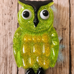 Lucite Reproduction OWL from a 1970's Design in Glittered Neon Green