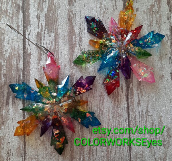 Resin CRYSTAL Snowflake Ornaments