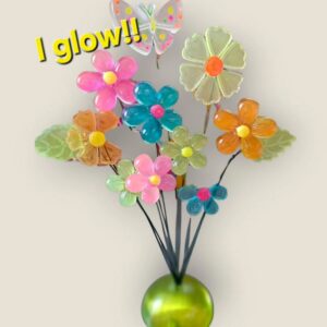 GLOW in the DARK Flowers Resin Blacklight glow Gift for Mom 1960's Retrostyle Kinetic