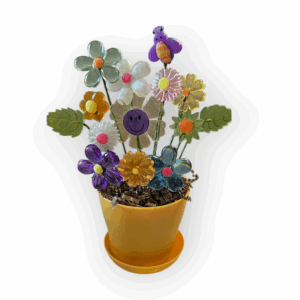 Lucite FLOWERS with Happy Face in a flowerpot in Golden Yellow