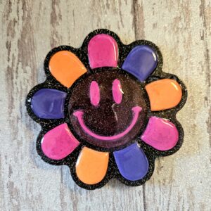Smiley Face Wallhanging in Black and Neons